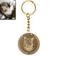 Round medallion cat silhouette key ring