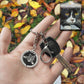 Round medallion cat silhouette key ring